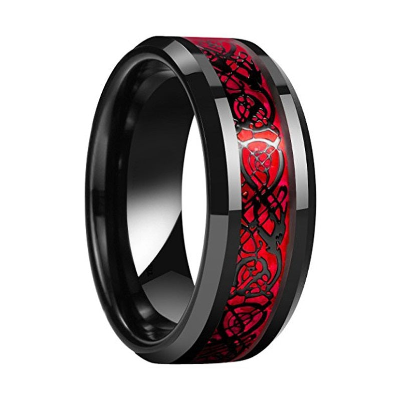 Fiery Dragon's Embrace Tungsten Ring