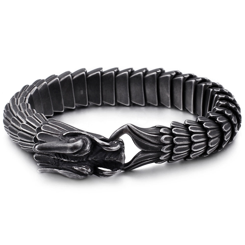 Matte Metal Dragon Head Bangle Bracelet