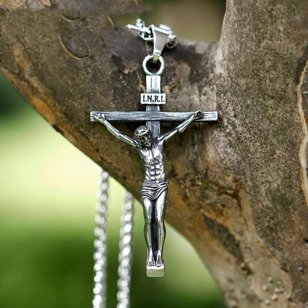 Jesus Cross Amulet Pendant Necklace