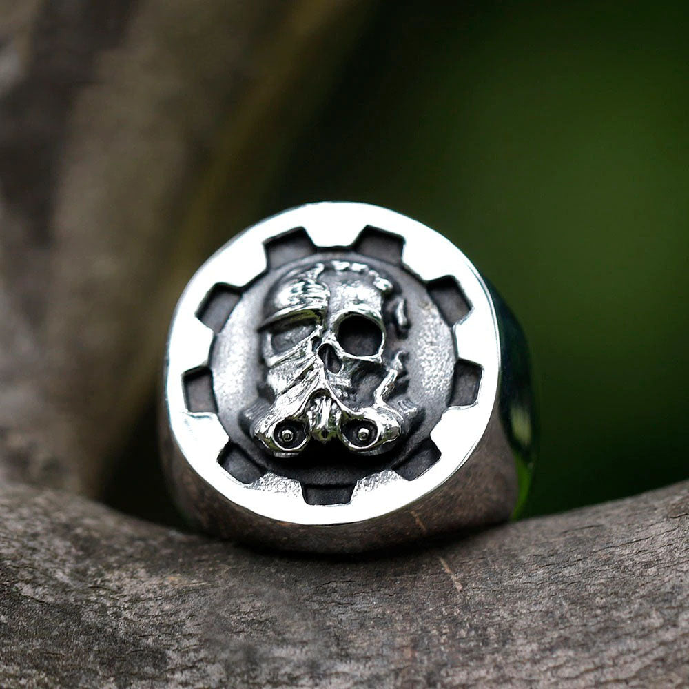 Rebel's Edge Titanium Steel Skull Gothic War Vintage Ring