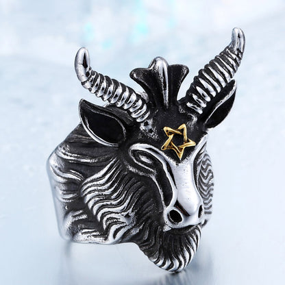 The Wild Rebel Gothic Goat Head Ring