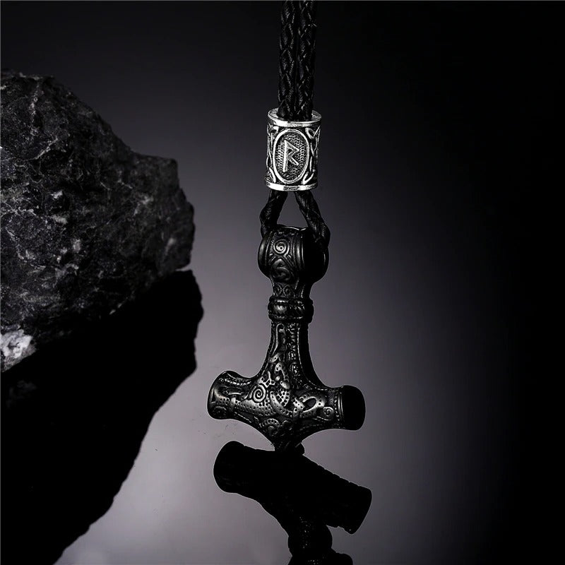 Hammer Mjolnir Scandinavian Rune Amulet Necklace