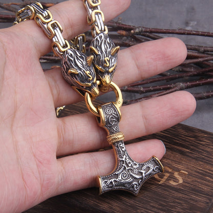 Dragon Head Norse Viking Amulet Thor Hammer Necklace
