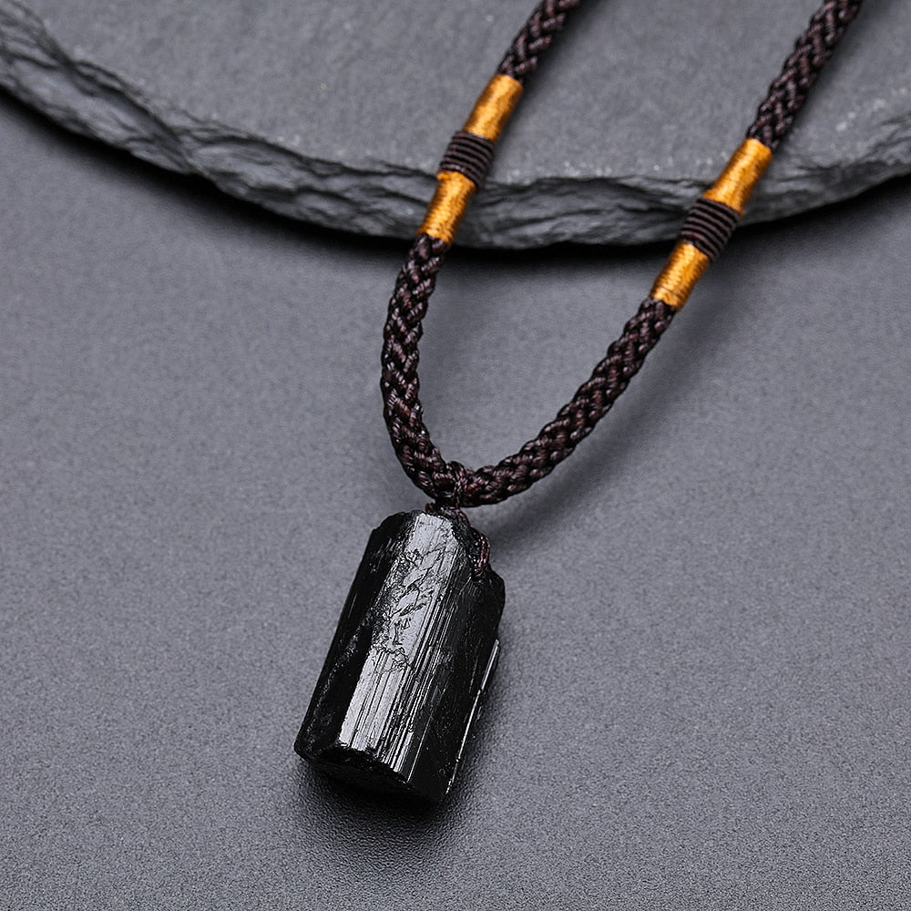 Crystal Gem Healing Stone Black Tourmaline Stone Necklace