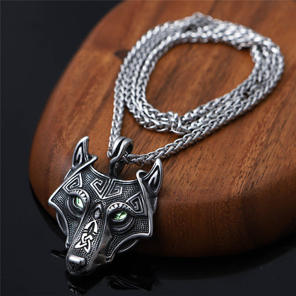 Vikings Wolf Head Rune Amulet Legend Necklace
