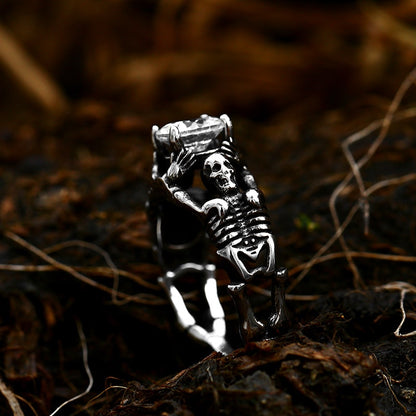 Mystic Zircon Skull Skeleton Ring