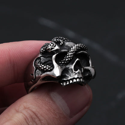 The Serpentine Skull Stainless Steel Gothic Ring
