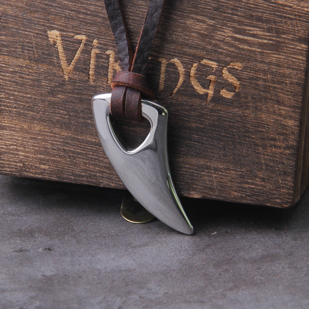 Wolf Fang Tooth Spike Animal Leather Rope Necklace