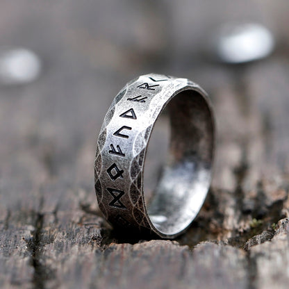 Norse Enigma: Titanium Rune Amulet Ring