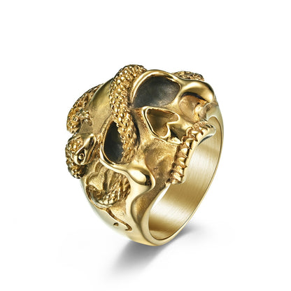 The Serpentine Skull Stainless Steel Gothic Ring