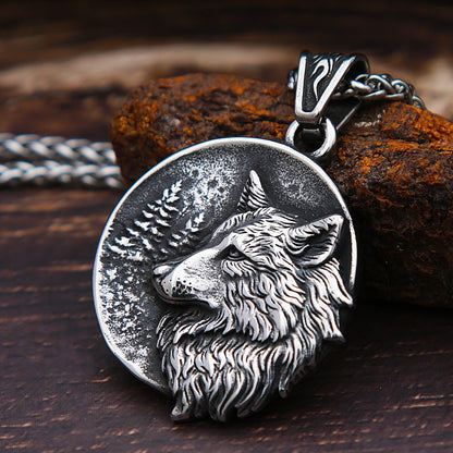 Vintage Viking Punk Wolf Head Nordic Necklace