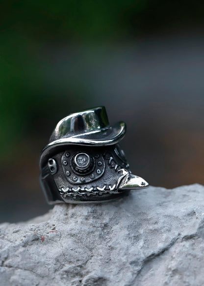 The Enigmatic Avian Steampunk Plague Doctor Ring
