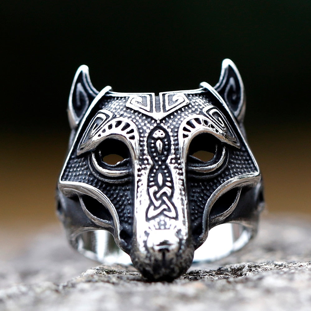 2022 NEW Men&#39;s 316L stainless steel ring viking wolf  Ring Punk animal Ring For Men Fancy Halloween Jewelry free shipping