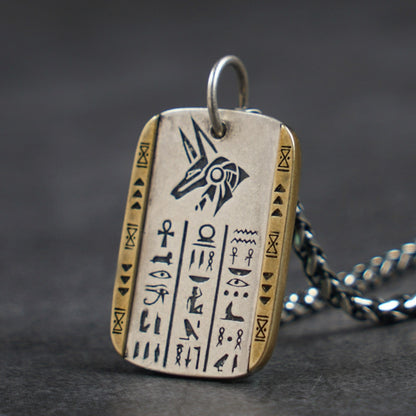 Egypt Eye Anubis Label Stainless Pendant Necklace