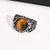 Men's Tiger Eye Stone Signet Rings,Rock Punk Dark Silver Color Stainless Steel Male Gothic Jewelry