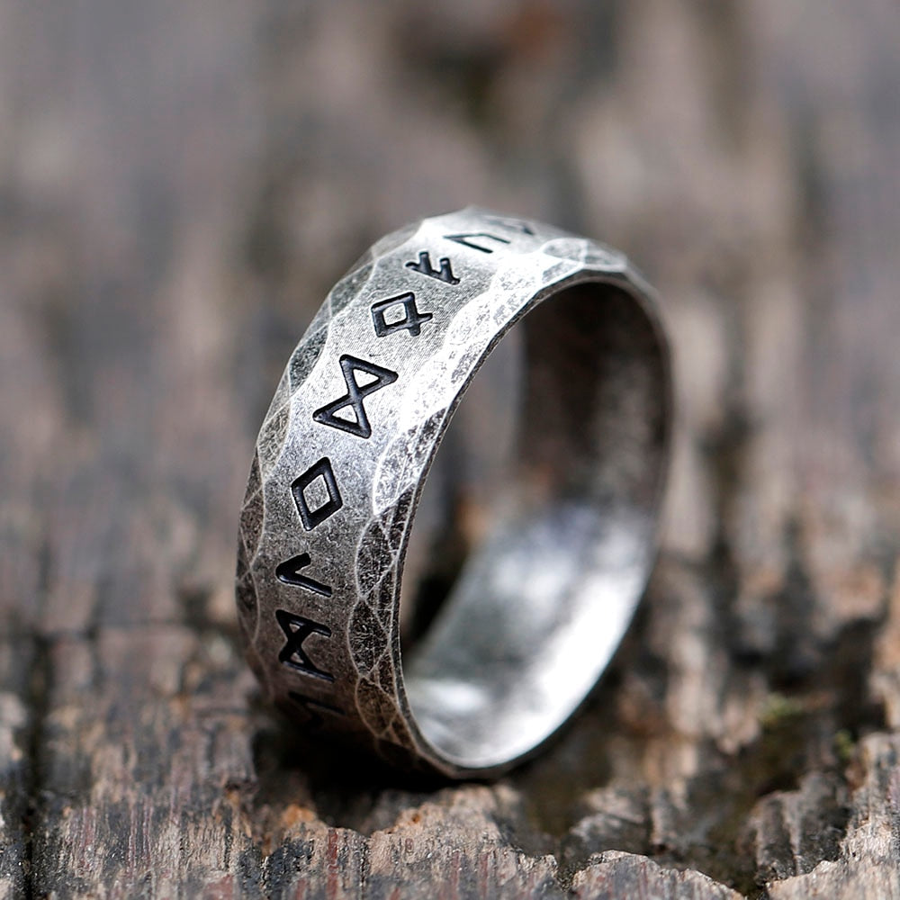 Norse Enigma: Titanium Rune Amulet Ring