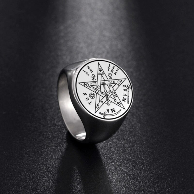 The Enchanted Solstice Pentagram Amulet Ring