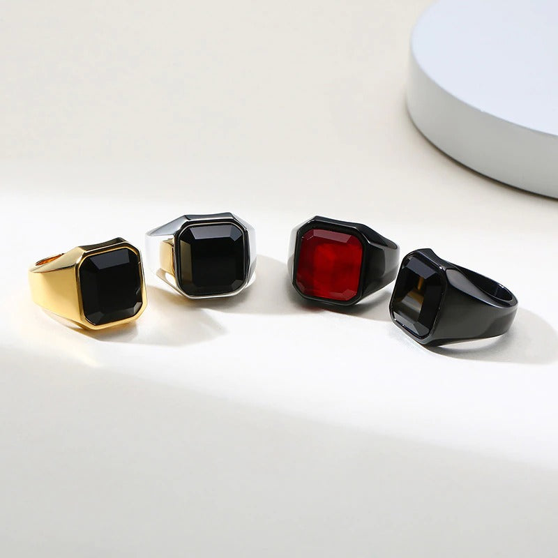The Majestic Midnight Square Signet Ring
