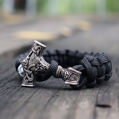 Viking Mjolnir Thor Hammer Wristband Bracelet