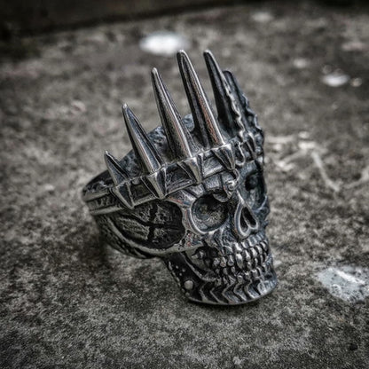 The Majestic Regal Crown Skeleton Steel Ring