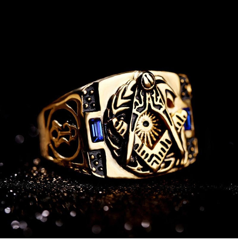 The Mystical Masonic Gold Titanium Ring