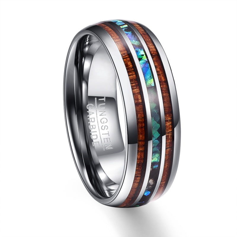 Enchanted Isle Tungsten Abalone Shell Ring