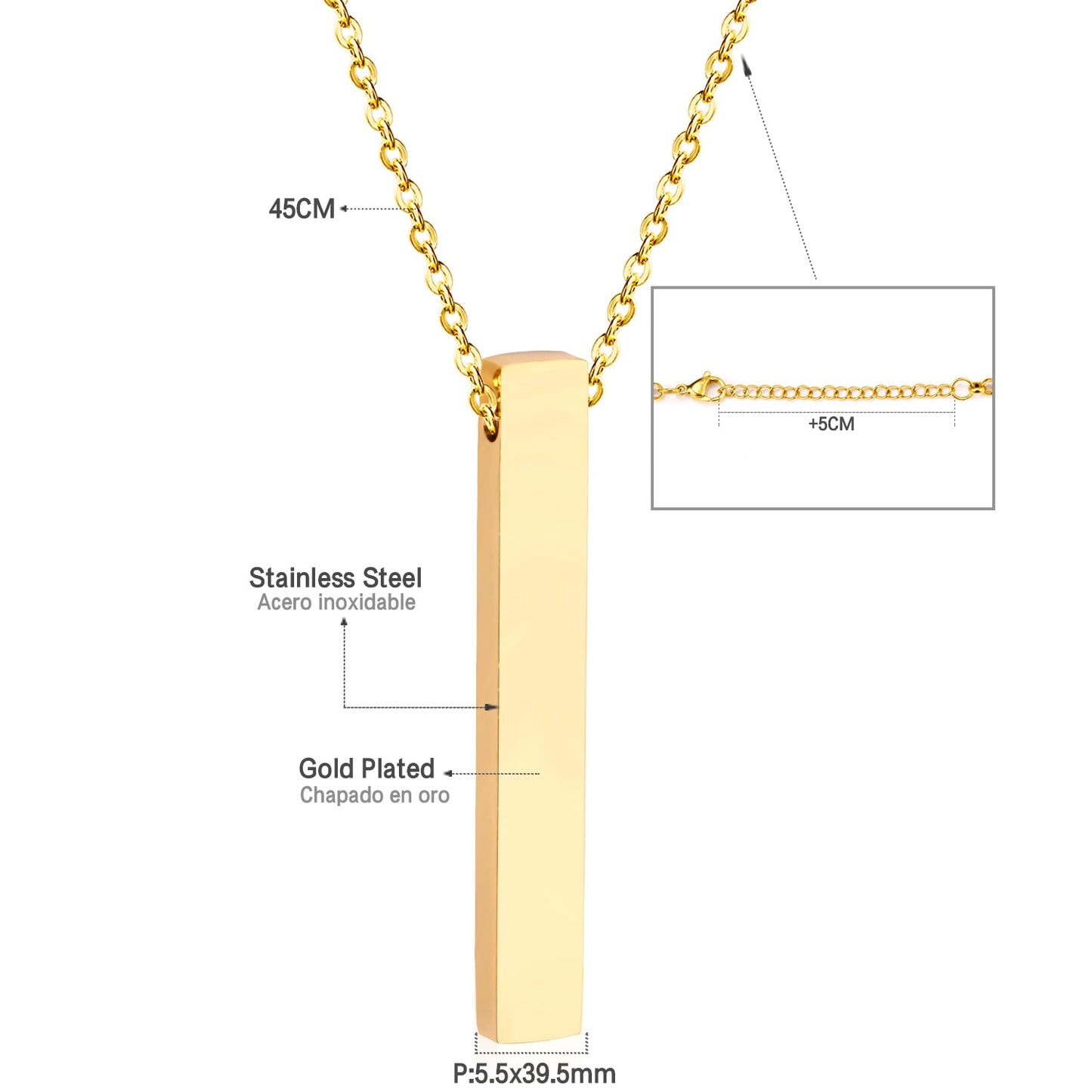 Vertical Bar Stainless Gold/Silver Necklace