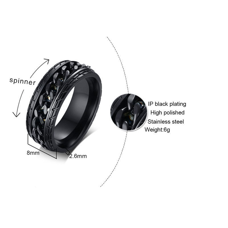 The Shadowed Obsidian Spinner Chain Ring
