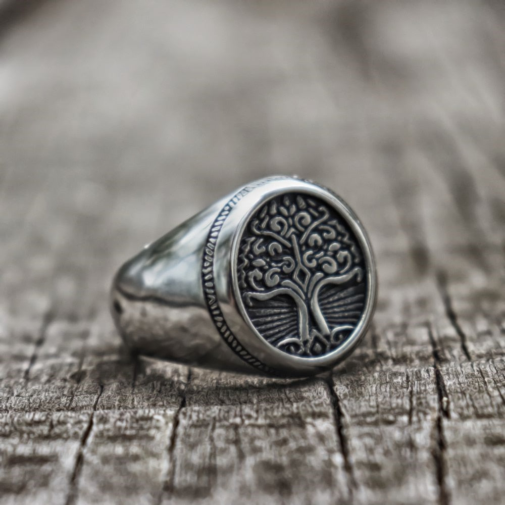 Eternal Tree of Life Stainless Steel Signet Ring