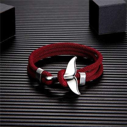Whale Tail Anchor Multilayer Charm Bracelet