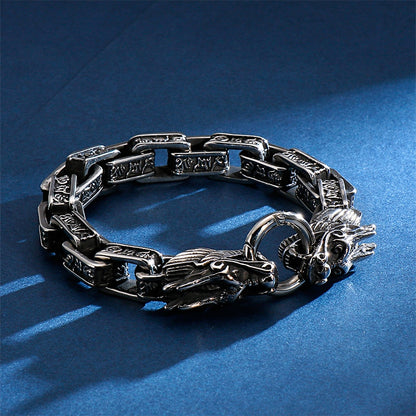 Vintage Dragon Link Chain Black Square Cubic Bracelet