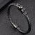 Hyper Black Braided Leather Skull Bracelet