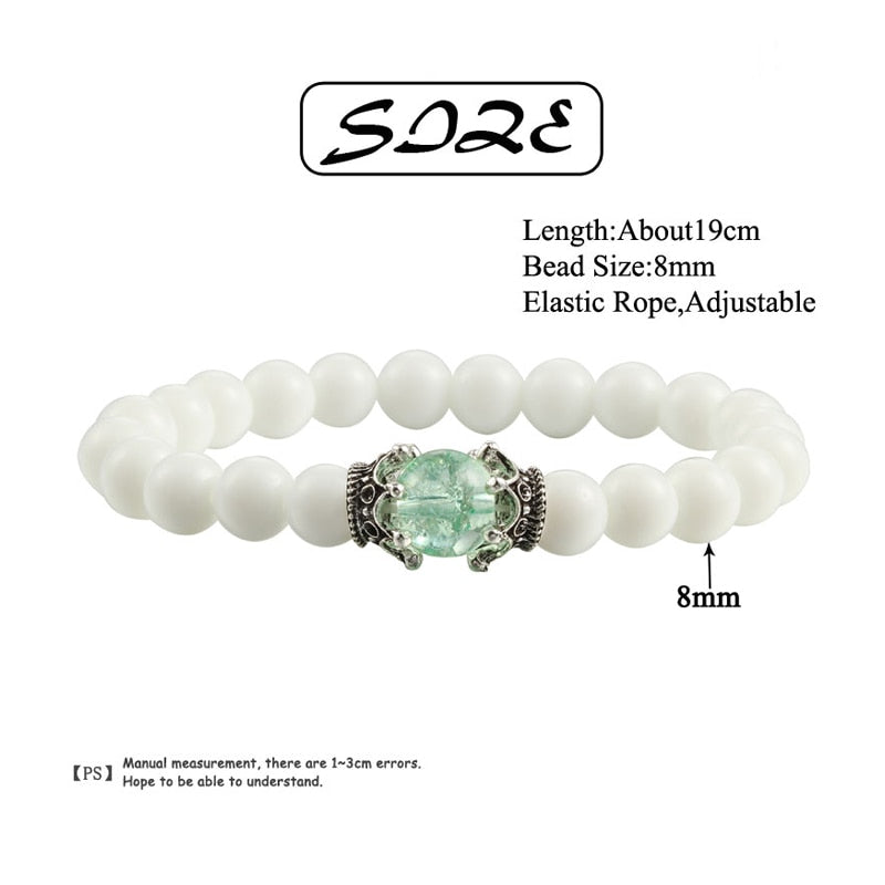 White Natural Stone Crown Beads Meditation Bracelet