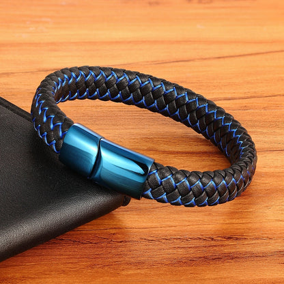 Classic Luxury Blue Color Leather Bracelet