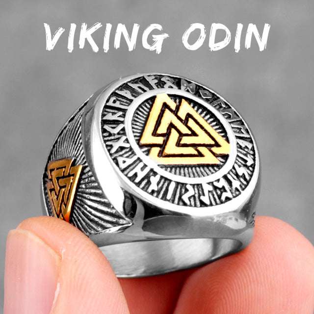 Nordic Saga Stainless Steel Viking Odin Ring