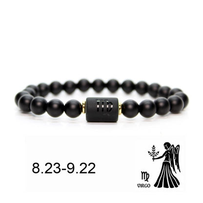 Black Stone Beads 12 Constellation Couple Bracelet