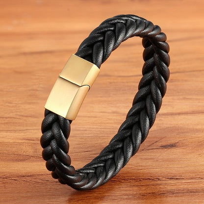 Classic 6 Style Stainless Steel Leather Bracelet