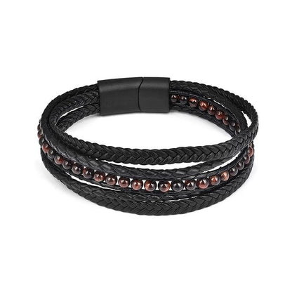 Natural Stone Beads Multilayer Leather Bracelet