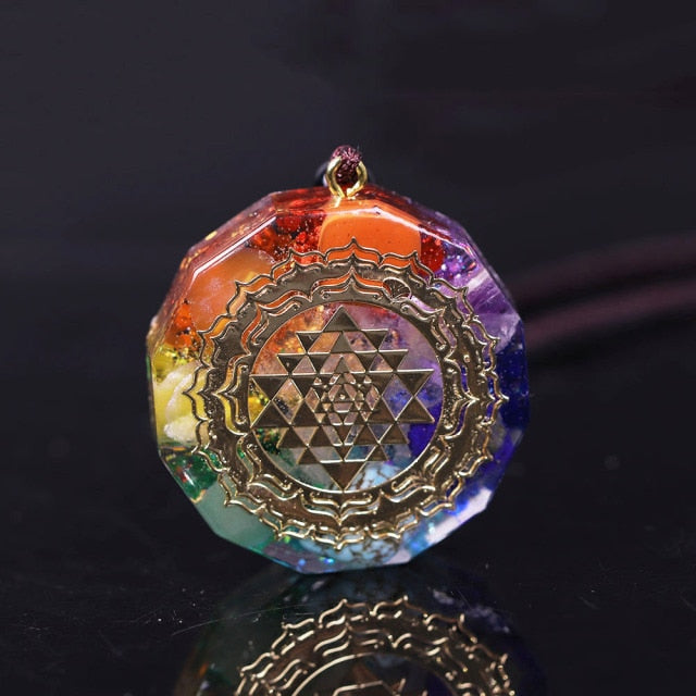 Orgonite Sri Yantra Sacred Geometry Chakra Energy Necklace