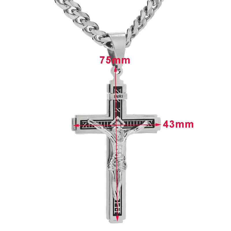 Crucifix Jesus Cross 24'' Chain Necklace