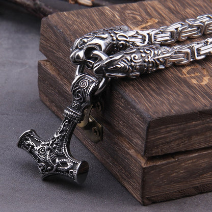 Stainless Wolf Head Norse Viking Amulet Necklace