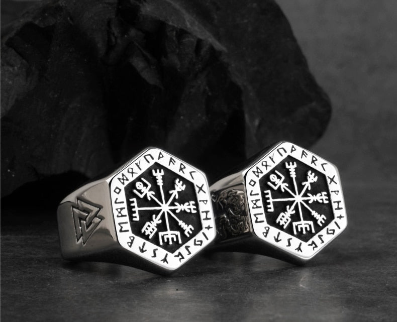 Nordic Rune Compass Ring: A Symbolic Journey of Guidance and Protection