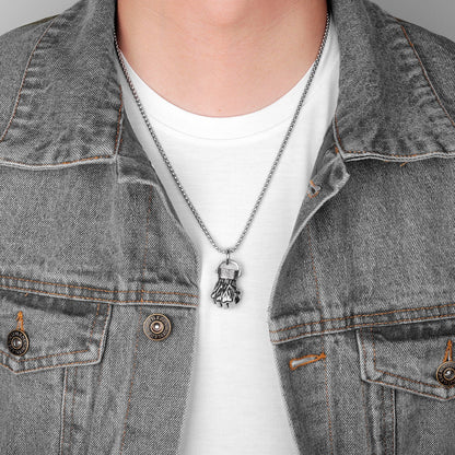 Anger Fist Fitness Long Chain Punk Necklace