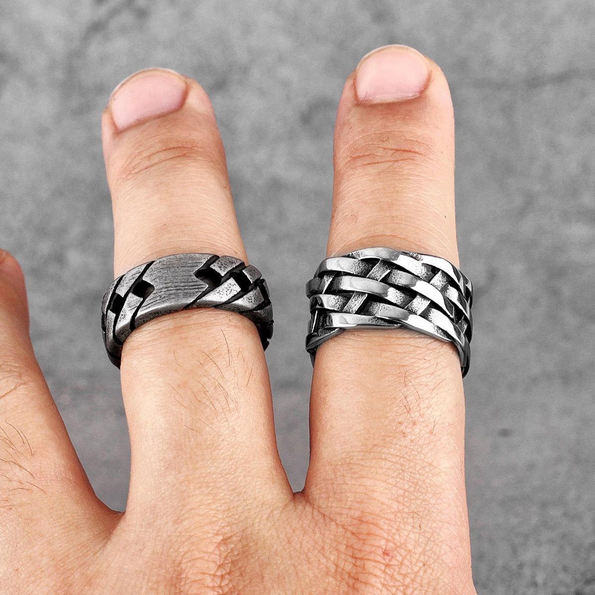 The Captivating Geometric Weave Stainless Steel Ring