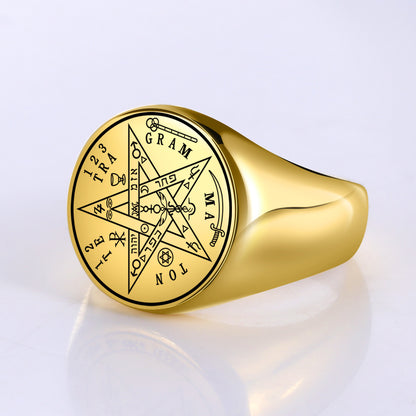 The Enchanted Solstice Pentagram Amulet Ring