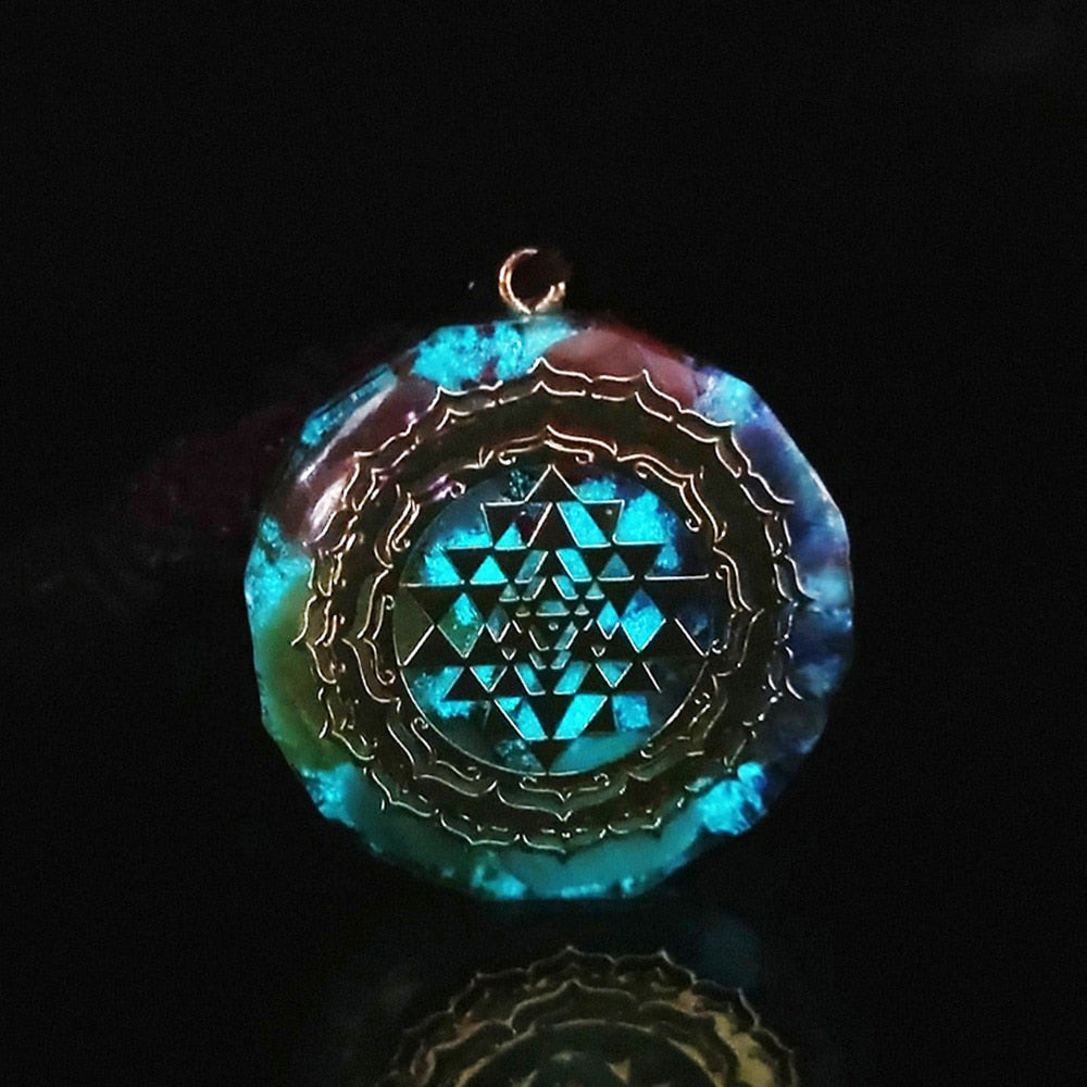 Orgonite Sri Yantra Sacred Geometry Chakra Energy Necklace