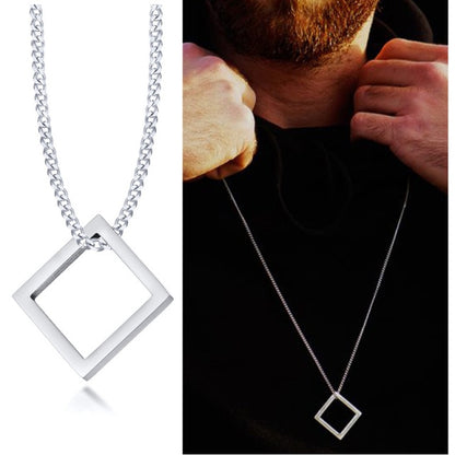 Interlocking Square Triangle Trendy Geometric Necklace