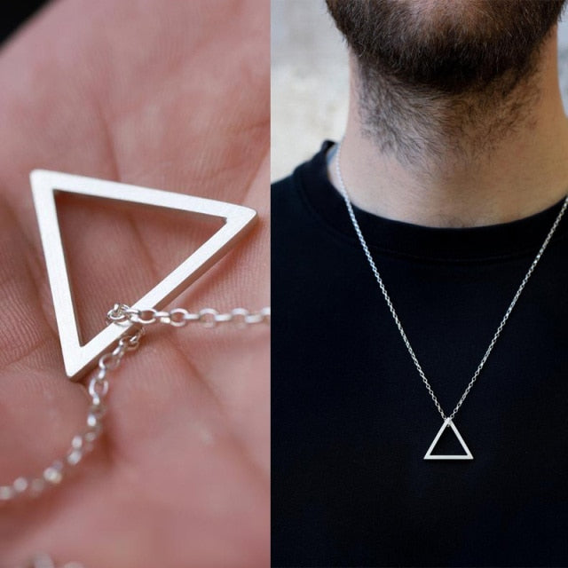 Interlocking Square Triangle Trendy Geometric Necklace