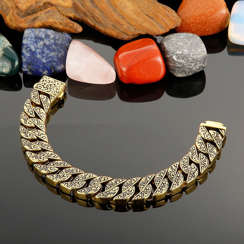 Chunky Cuba Chain  Stainless Unique Pattern Thick Bracelet