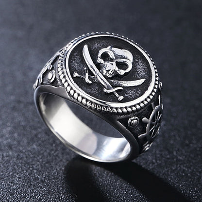 The Rebel's Treasure Signet Dagger Skull Ring